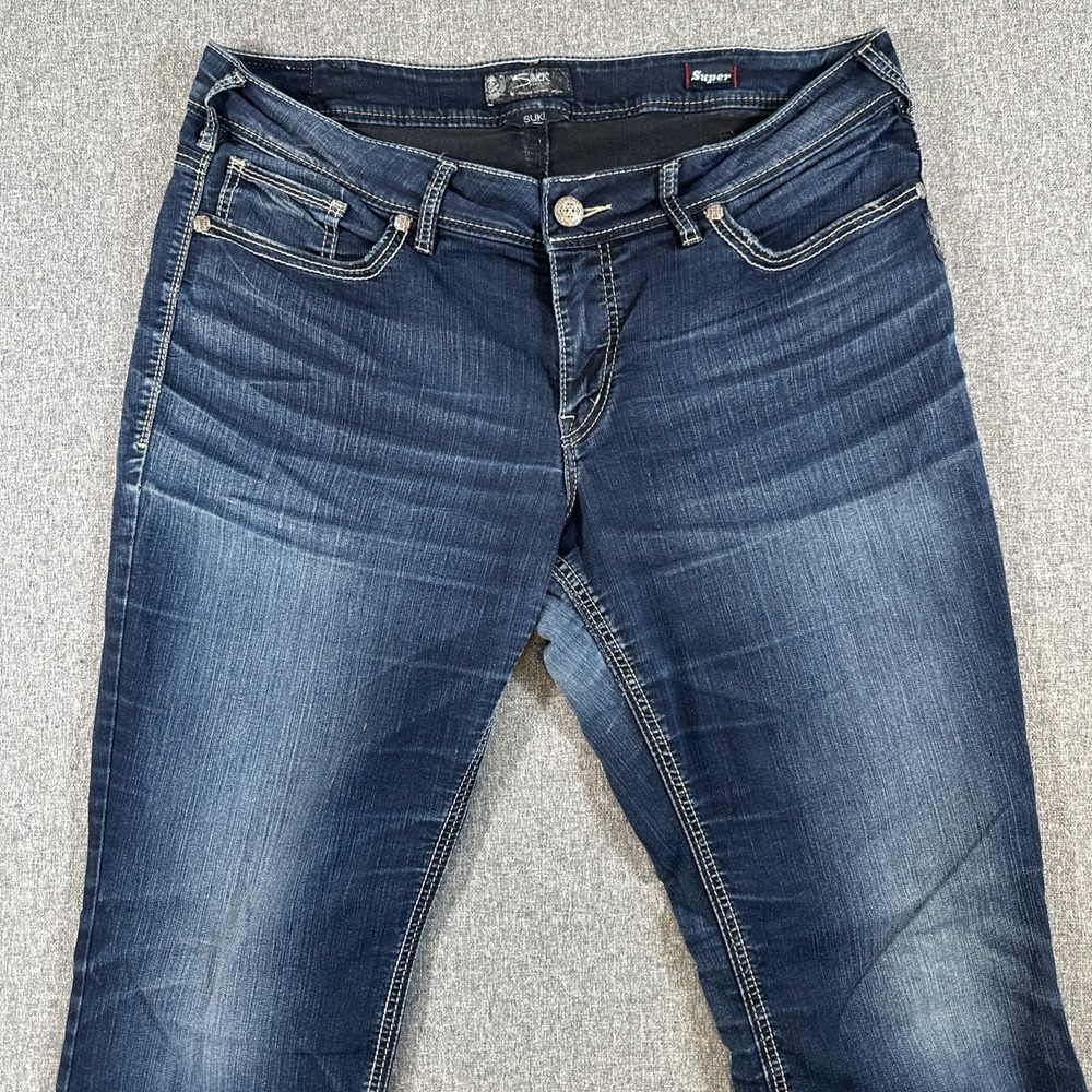 Silver Jeans Suki Mid Slim Boot Super Stretch Women's Size 18 L33 Dark Wash